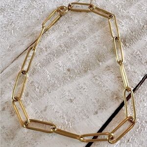 1 Handmade Gold Plated Small Link Paperclip Chain Bracelet - 6.5 Inches